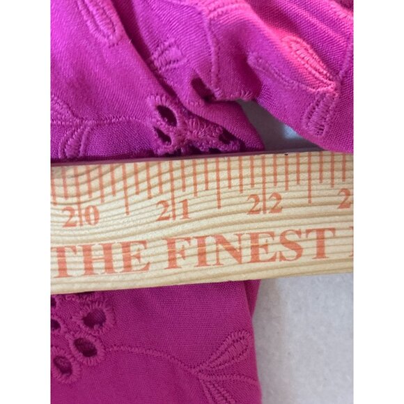 Artelier Long Sleeve Fuchsia Eyelet Blouse Womens L - Picture 5 of 10